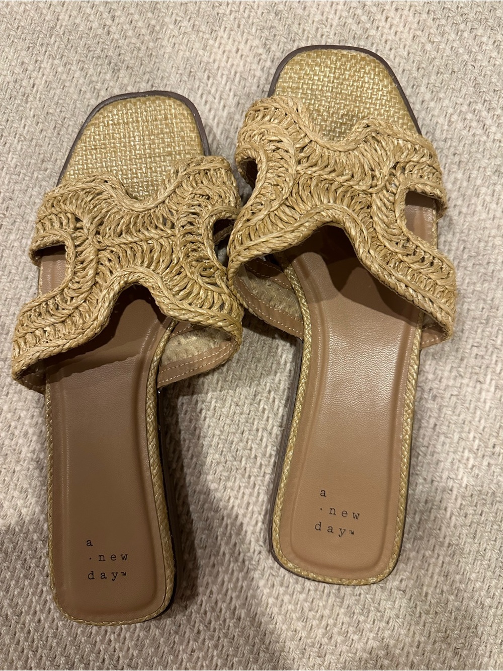 a new day Braided Raffia Tan Slide Mules